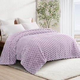 Whale Flotilla King Size Blanket for Bed with Expanded Stereoscopic Jacquard Pattern, Fuzzy Soft Cozy Exquisite Blankets or All Season, Warm and Fluffy, 90x104 Inch, Lilac