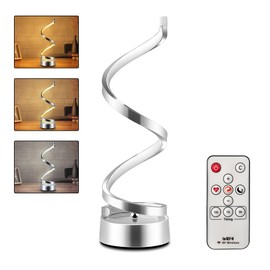 ELINKUME Spiral LED Table Lamp with Remote Control, Three Color Dimmable Bedside Lamp with Timer, 2 Lighting Modes, Modern Minimalist Design Desk Lamp,Suitable for Living Room,Bedroom and Desk
