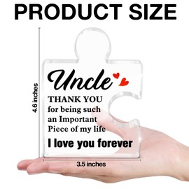 Gifts for Uncle, Best Uncle Gifts Great Birthday Gift from Niece Nephew Fathers Day Thanksgiving Christmas Gift Ideas Acrylic Puzzle Piece Desk Shelf Decorative Sign for Home Decor