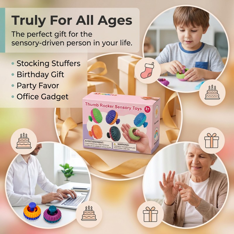 LIHBCAIYI 6Pcs Silicone Thumb Rocker Fidget Toys for Autism ADHD