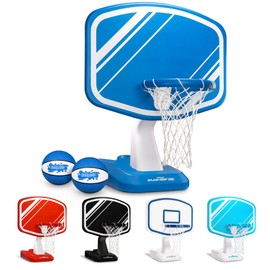 GoSports Splash Hoop PRO Swimming Pool Basketball Game - Includes Poolside Water Basketball Hoop, 2 Balls and Pump - Blue