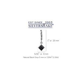 Silvershake Petite 1.18 CTW 5MM Natural Square Shape Black Onyx White Gold Plated 925 Sterling Silver Leverback Dangle Gemstone Earrings Jewelry for Women