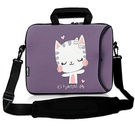 RICHEN 17 inch Laptop Shoulder Bag Carrying Case Computer PC Cover Pouch with Handle Fits 15.6/16/17/17.3/17.4 inch Laptop Notebook (16-17.3 inch, Cute Cat)