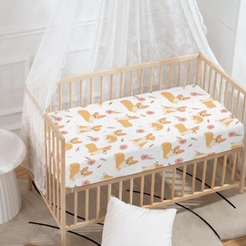 Streeyiu Corgi Dog Baby Crib Sheets for Boys Girls Animals Fitted Crib Sheet for Standard Crib and Toddler Mattress Cute Baby Mattress Sheets Toddler Bed Sheet 52x28x8 in