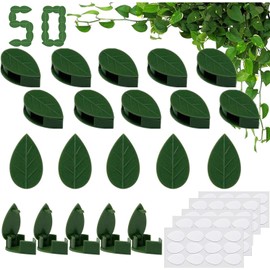 MEISO 50 Clips De Fijación De Pared para Plantas Trepadorasn Clip Autoadhesivo para Fijación De Pared De Plantas, Soporte Invisible para Enredaderas En Forma De Hoja(Green)
