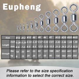 EUPHENG Full Stainless Steel Swivels Fishing Swivels Fishing Tackle Hook Line Connector Fishing Accessories for Saltwater Freshwater 100PCS 121LB #4