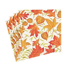 Caspari Woodland Leaves Paper Luncheon Napkins in Ivory - Two Packs of 20