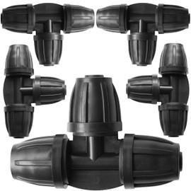 CARPATHEN 5pcs Barbed Tee Connector for 5/16 Irrigation Tubing (.42" OD x .30" ID) - Splitter 3 Way Lock T Connectors for Drip Irrigation System - Drip Irrigation Fittings