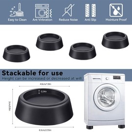 4Pcs Washing Machine Vibration Pads, Anti Vibration Pads For Washing Machine, Washing Machine Stabilisers Prevent Noise & Slips for Washer Dryer Applianc