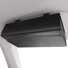 IROKOHA Car Tissue Case, Car Tissue Cover, Visor, Storage (Black with Lid)