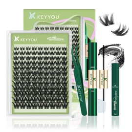 KEYYOU Kit de pestañas postizas Wispy Lash Clusters Angel Plus, kit de extensión de pestañas DIY 156 piezas, pestañas postizas suaves y naturales 8-18MIX D Curl(set-Angel Plus)