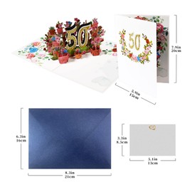 Magic Ants Anniversary Card, Birthday Card, Wedding Anniversary Card, 3D Greeting Card, Years Old Birthday Card, Congratulation Card With Rose Flowers Bouquet (50)