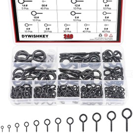 DYWISHKEY 240PCS 12 Sizes Black Zinc Plated Steel Eye Bolts Screw Eyes Assortment Kit