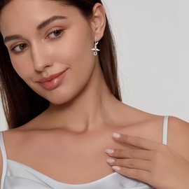 FJ Guardian Angel Dangle Drop Earrings 925 Sterling Silver Infinity Leverback Garnet Earrings January Birthstone Jewelry for Women