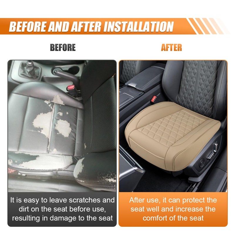 UHANBUT Luxury Faux Leather Car Seat Cover, Anti-Slip Waterproof Universal