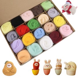 DNGH Felt Wool Dry Felting Fairytale Wool for Felting 20 Colours Each 10 g Comb Braid Felt Wool for Wet Felting and Dry Felting, Natural Sheep's Wool for Felting, DIY Starter