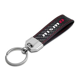 iPick Image Made for Nissan NISMO Real Black Carbon Fiber Loop Strap Key Chain with Red Stitching