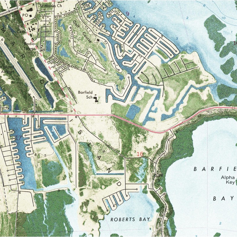 Marco Island 1973 USGS Custom Florida Old Topographial Map 7x7