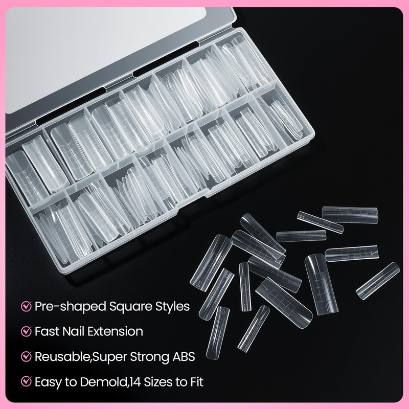 GlimightyX Toe Dual Forms for Polygel,140Pcs Poly Gel Toenail Forms