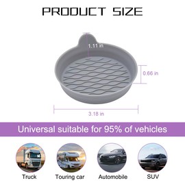 HZEL 4PCS Car Cup Holder Coasters, Silicone Non-Slip Recessed Vehicle Drink Cup Mat, Soft Wave Pattern Automotive Interior Insert Coaster Decor Accessories, Universal for SUV, Sedan, Truck (Gray)