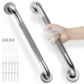 Grab Bars for Shower, Zynuhmo 2 Pack 16 Inch SUS304 Stainless Steel Shower Handles Bathroom Safety Shower Grab Bar Handrails for Handicap Injury Pregnant Senior Assist(Polished Nickel, 1" Diameter)