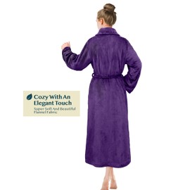 PAVILIA Purple Women Robe Fleece Plush Soft, Fluffy Fuzzy Cozy Warm Lightweight Bathrobe, Shower Spa House Long Robe for Women, S/M