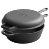 EDGING CASTING 2-in-1 Pre-Seasoned Cast Iron Dutch Oven Pot with