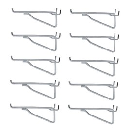 G.CORE Pegboard Shelf Hooks, 10-Pack 6" Silver Peg Board Brackets, 1/4" Peg Board Organizer Accessories, Peg Hooks Assortment Various Tools Storage Arrange System for Garage Craft Workshop Workbench