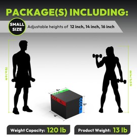 HANDBODE Foam Plyo Box, Heavy Duty 3-in-1 Adjustable Jump Box (12"/14"/16") for HIIT and Home Gym, Textured Non-Slip Surface Exercise Foam Plyometric Box, Home Gym