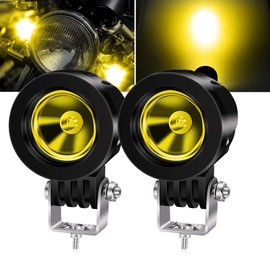 X-STYLE Motorcycle LED Fog Light, Yellow, 10W LED Work Light, Narrow Angle Type, 12V/24V Compatible, High Brightness, Waterproof, Dustproof, Long Life, Impact Resistant, Round, Spotlight, Car Exterior