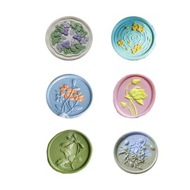 BLOOPIC Sealing Stamp Heads 6pcs Flower Series Sealing Wax Seal Stamp Craft Supplies Wedding Anniversary Birthday Envelope Card Celebration Letter Envelope Decoration Retro Handmade