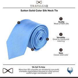 Trafalgar Sutton Corbata de seda de color sólido, Azul/claro, Talla única