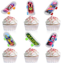 18pcs Skateboard Cupcake Topper Set Kid Happy Birthday Decoration, Boys and Girls Skateboard Lover Birthday Party, Skateboard Athlete Party, Sport Party Decoration, Birthday Gift for Kid. LIANGSS