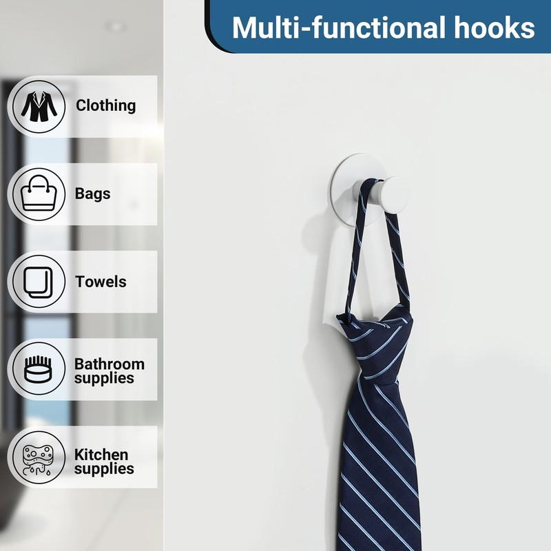 SAYAYO White Hooks for Hanging, Self Adhesive Hooks Coat Hook