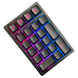 BOYI TD21 Hot Swap Numpad,21 Keys Mini Numpad Portable Keypad Bluetooth5.0/2.4G/Wired Number Pad Keyboard PBT Keycaps RGB Backlit Type-C Mini Keyboard (Cool Black Cherry Keycaps)