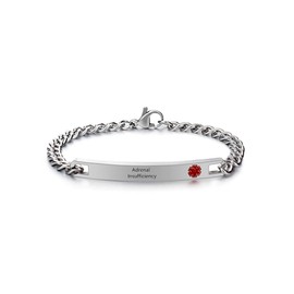 ZKXXJ Emergency Medical Alert ID Bracelets for Men Women Adrenal Insufficiency Stainless Steel Link Chain Bracelet Identification Charms Health Awareness Jewelry Gifts for Him Her