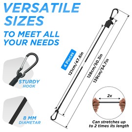 SDTC Tech 48 Inch Adjustable Bungee Cords with Carabiner Hooks, 4 Pack Heavy Duty Outdoor Super Elastic Bungee Straps Easily Adjust from 8" to 53" for Cargo, Bike, Luggage, Carts, Truck