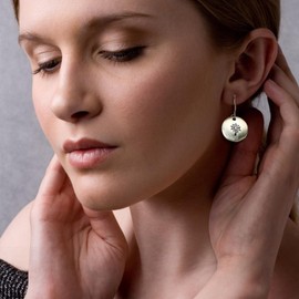 TGNEL Vintage Dandelion Titanium Earrings Dangling, Antique Flower Circle Disc Drop Dangle Earring for Women Sensitive Ears