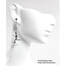 Sports – Soccer Player - 24x13mm - Silver alloy charm dangle earrings. Hypoallergenic Stainless-Steel Fishhook or Silver Plated Ball-Post, or Clip-on Earrings Opt.