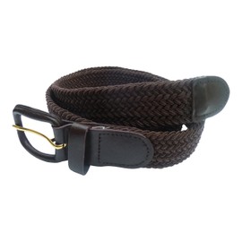 Streeze 30mm Mens Stretch Belt in 6 Sizes Elastic Fabric Woven Braided Stretch Webbed Belt with Leather Buckle (Large, Brown)