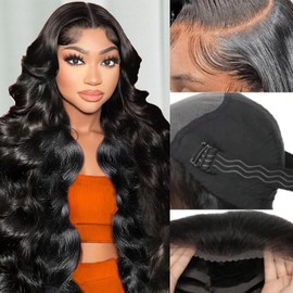 bunGiol Glueless Wigs Human Hair Pre Plucked PreCut 26 Inch Wear and Go Wig 180 Density 5x5 Hd Lace Closure Wigs Human Hair Body Wave Hd Lace Front Wigs for Women Frontal Wigs