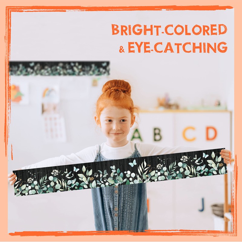 60 Feet Bulletin Board Borders, Greenery Straight Rolled Border Trim