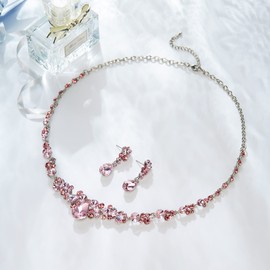 EVER FAITH Women's Jewellery Set Austrian Crystal Bridal Floral Drop Necklace Earrings Set, Crystal, Crystal