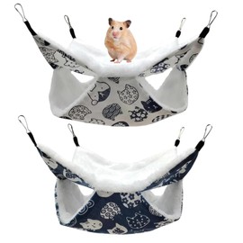 2 Pcs Rat Hammock, Ferret Hammock, Soft Warm Hanging Bed & Hideout Suitable for FerretsDouble Layer Plush Hanging Bed for Small Pets, with Durable Construction and Easy Installation