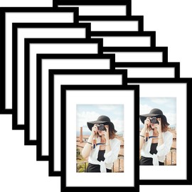 Picrit A3 Picture Frame Set of 12, Display 8.3x11.7 with Mat or 11.7 x 16.5 Without Mat, Photo Frames for Wall Mounting Display, Black.