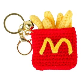 [LeChengMM] Plush French Fries Cola Hamburger Chicken Leg Ice Cream Keychain Bag Charm, Plush Potato