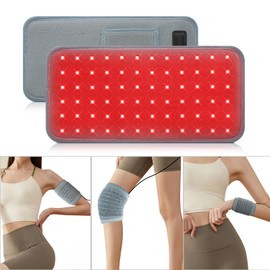 Devowellte Red Light Wristband, Portable Adjustable Tightness, 72 pcs 3 in 1 Chip Designed LEDs with Timer, Red Light Wrist Belt with Cord, Gray