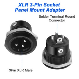 MEIRIYFA XLR 3-Pin Socket Panel Mount Adapter Audio Connector, XLR 3-Pin Male to Solder Connector Round Connector for Mixer Amp Microphone Speaker (Pack of 2, 3-Pin Plug)