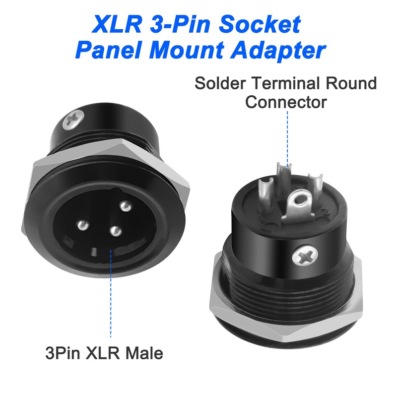 MEIRIYFA XLR 3-Pin Socket Panel Mount Adapter Audio Connector, XLR
