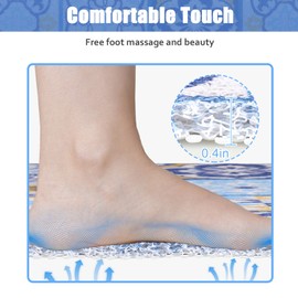 Shower Mat Bath Mat Non Slip Anti Mould Bathroom Bath Mat for Inside Bath, Soft PVC Loofah Shower Mat for Inside Shower with Excellent Permeability, Dirt-resistant, Cuttable (60 x 60 cm, Yellow Blue)